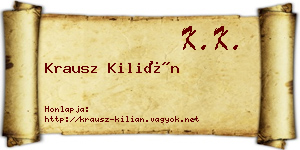 Krausz Kilián névjegykártya
